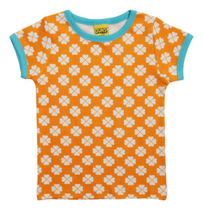 Duns Short Sleeve Top - Clover - Bright Marigold